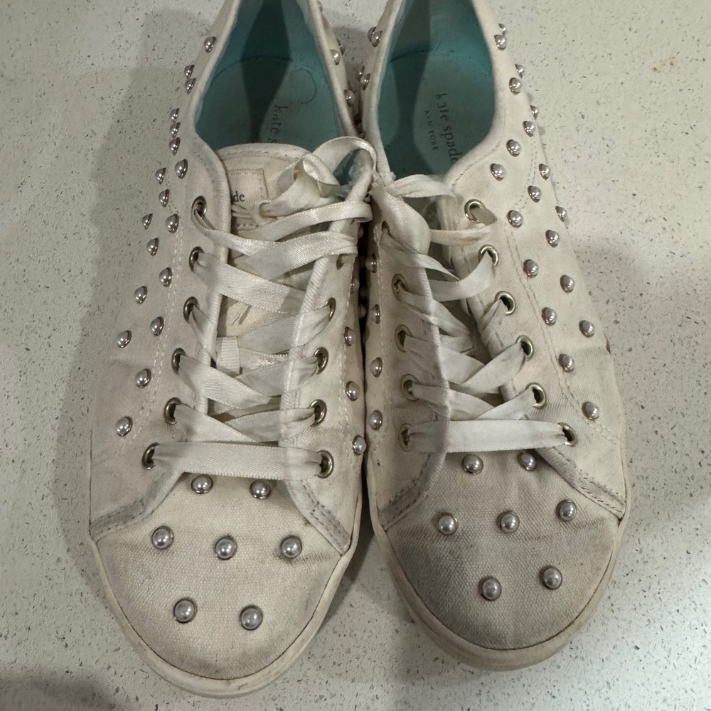 Kate Spade Pearl-Studded White Sneakers size 9